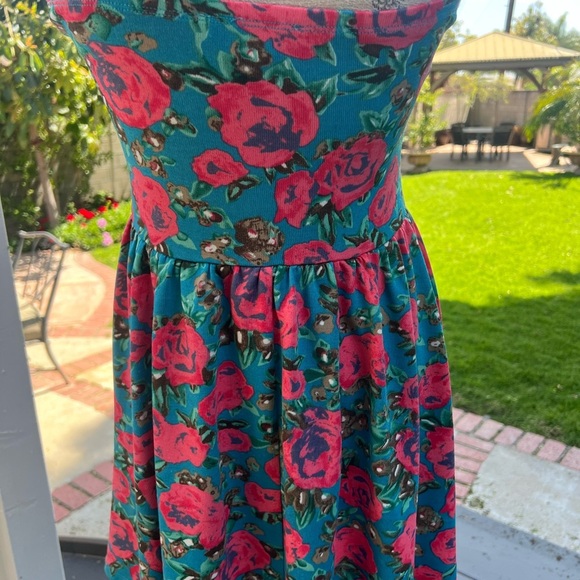 Swoon Boutique Blue and Pink Sundress Sleeveless Sweetheart - Picture 3 of 7